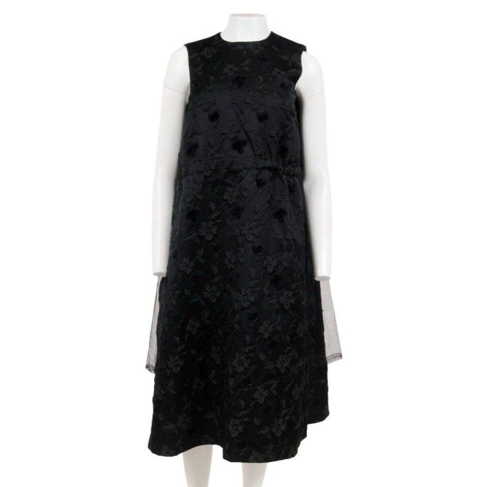 Noir Kei Ninomiya Comme De Garcons Midi Dress Small US 2 Black Floral Jacquard